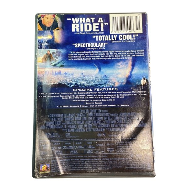 The Day After Tomorrow Sci Fi DVD 2004 PG 13 Dennis Quaid Jake Gyllenhaal Emmy u - Picture 2 of 2